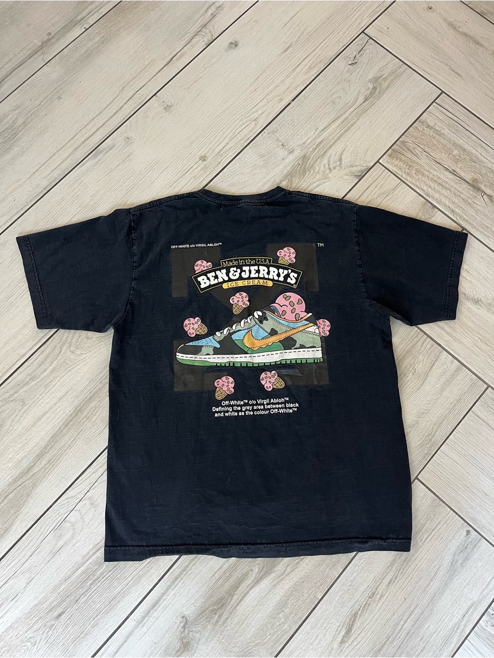 Off-White x Ben & Jerry’s Collab Black Shirt Size XL